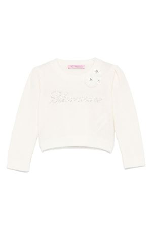 Maglione in misto lana bianco crema MISS BLUMARINE KIDS | IF4088MA39P10602